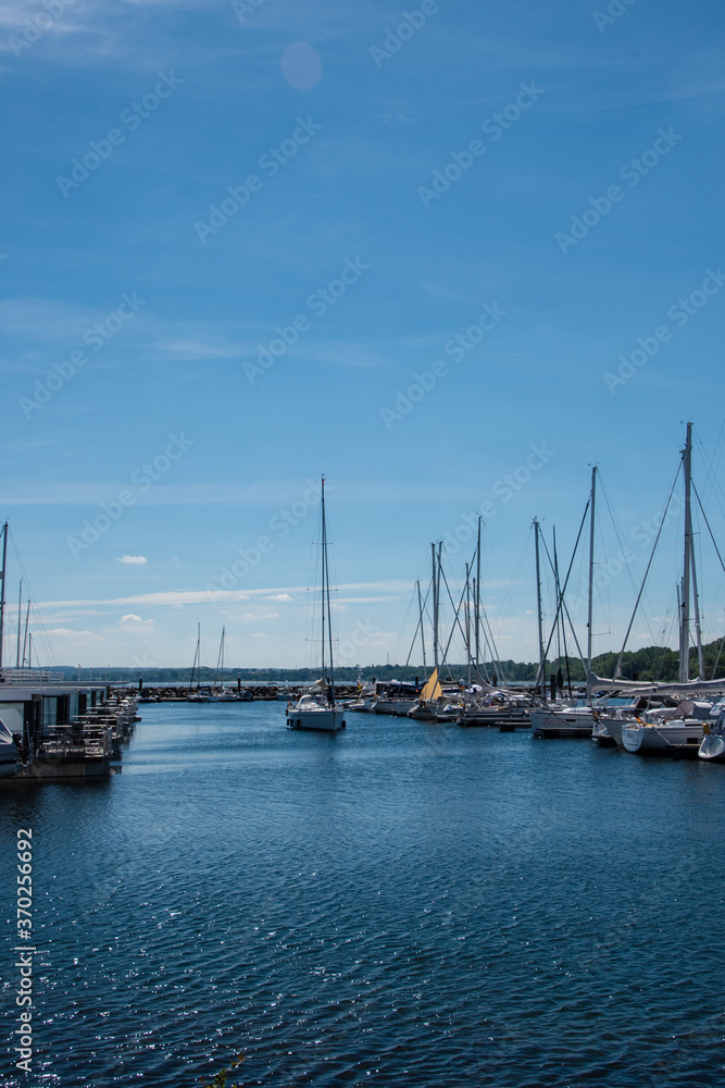 Village of Boltenhagen,Germany, August 9, 2020 - Boats in Boltenhagen at Baltic Sea in Mecklenburg, western Pomerania