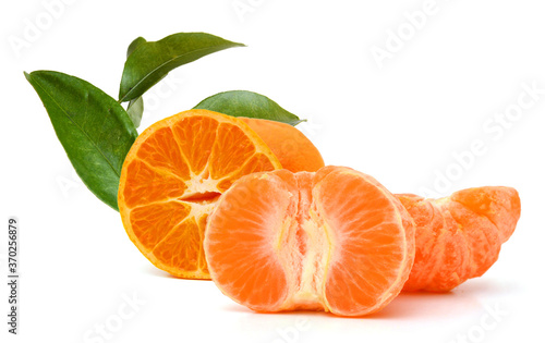 Ripe mandarin citrus isolated tangerine mandarine orange on white background. 