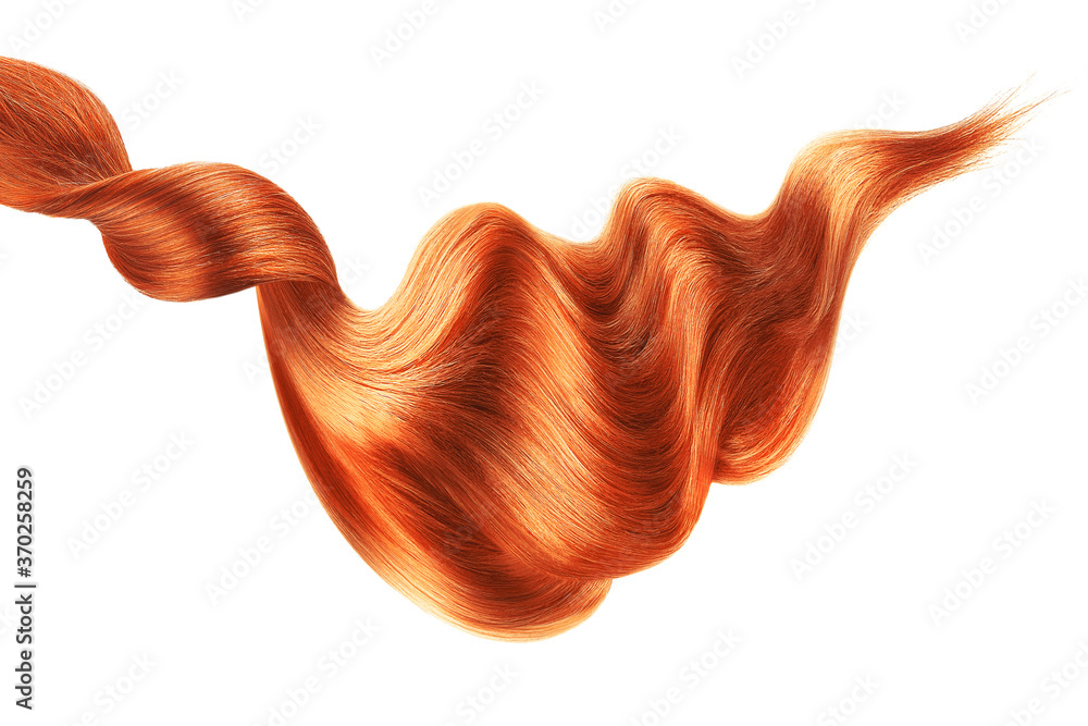 Red shiny hair on white background, isolated Red shiny hair on white background, isolated