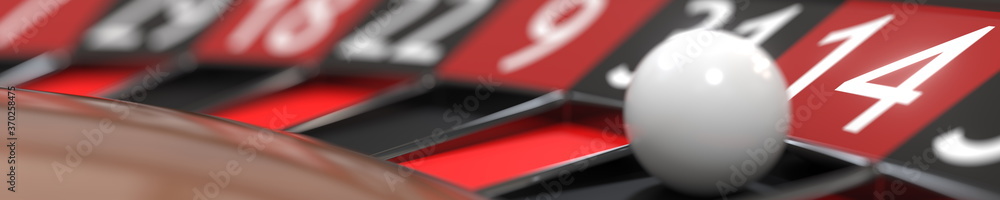 14 fourteen red on casino roulette wheel, close-up. 3D rendering 14 fourteen red on casino roulette wheel, close-up. 3D rendering
