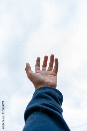 Hand up on a white background