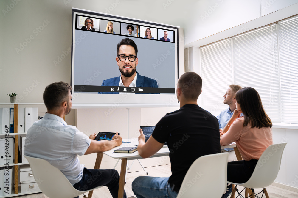 Online Video Conference Training Business Meeting - obrazy, fototapety, plakaty 