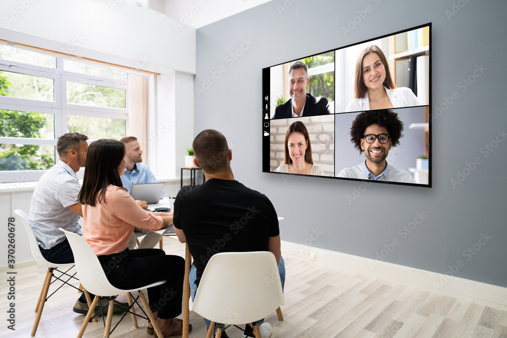 Video Conference Business Meeting Call - obrazy, fototapety, plakaty 