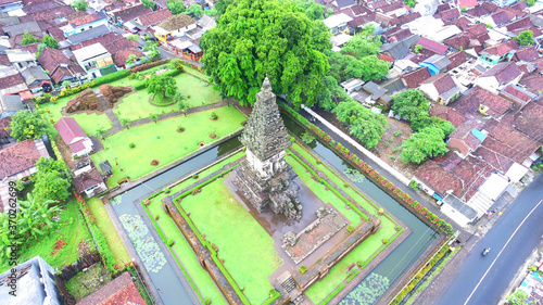 Aerial view of Jawi Temple, a relic of the Singasari Kingdom in Pandaan, Pasuruan, East Java, Indonesia
 photo