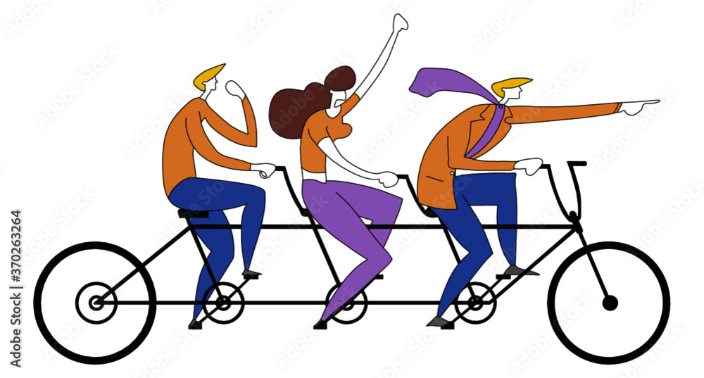 Fototapeta premium tandem bicycle group illustration