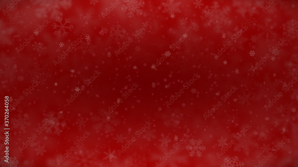 Christmas background of snowflakes of different shapes, sizes, blur and transparency in red colors Christmas background of snowflakes of different shapes, sizes, blur and transparency in red colors