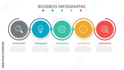 Vector Infographic thin line design with icons and 5 options or steps. Infographics for business concept. Can be used for presentations banner, workflow layout, process diagram, flow chart, info graph