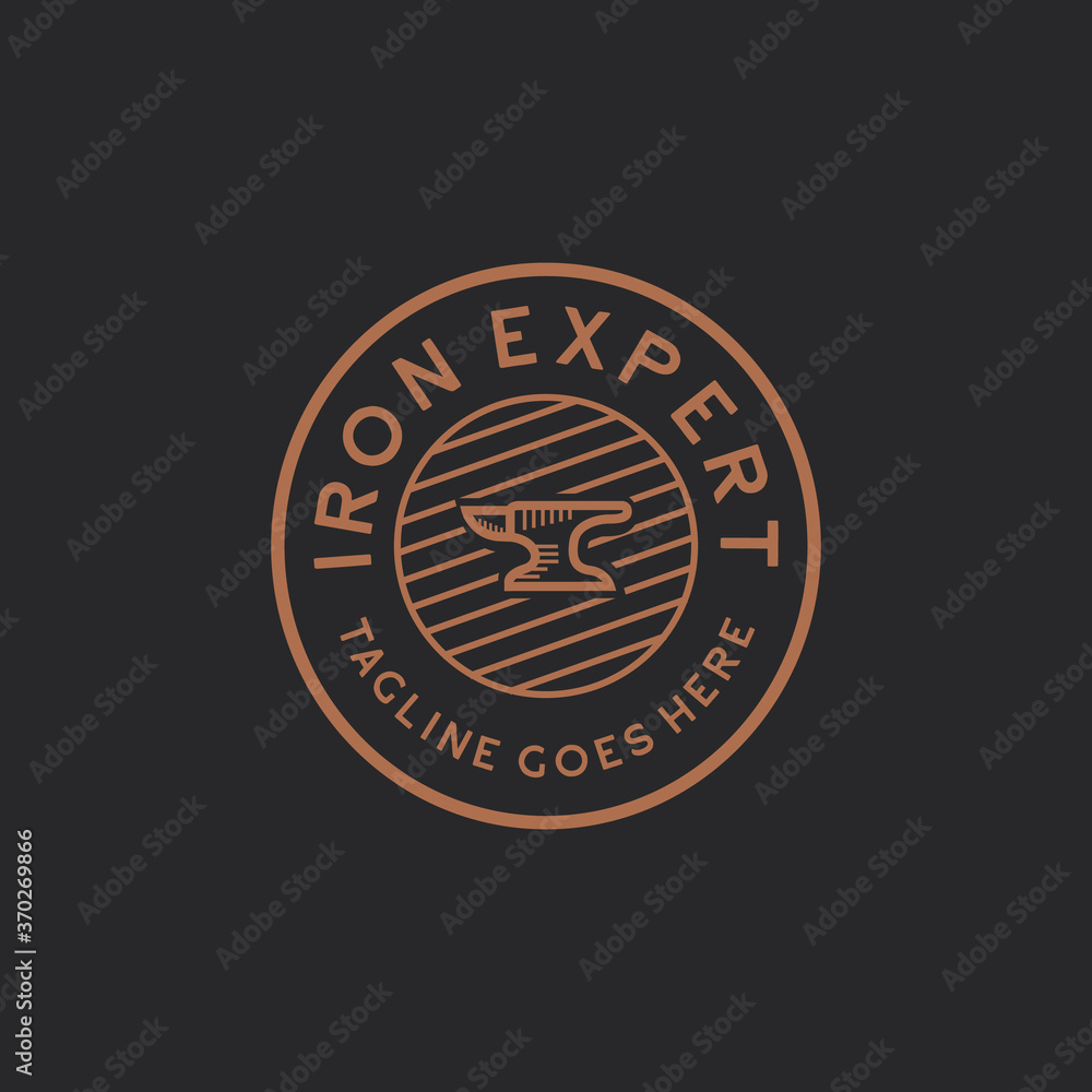 Fototapeta premium Vintage badge Iron expert logo construction graphic