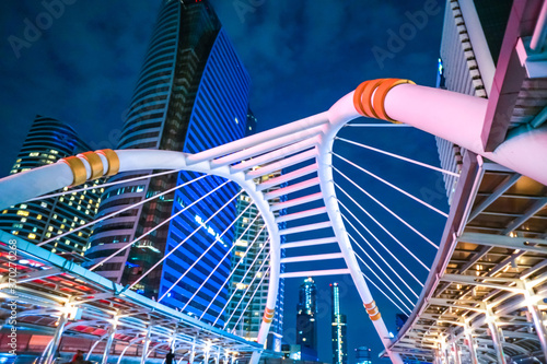 Chong Nonsi sky walk at bangkok sky train station on Silom Line. Chong Nonsi Station.	 photo