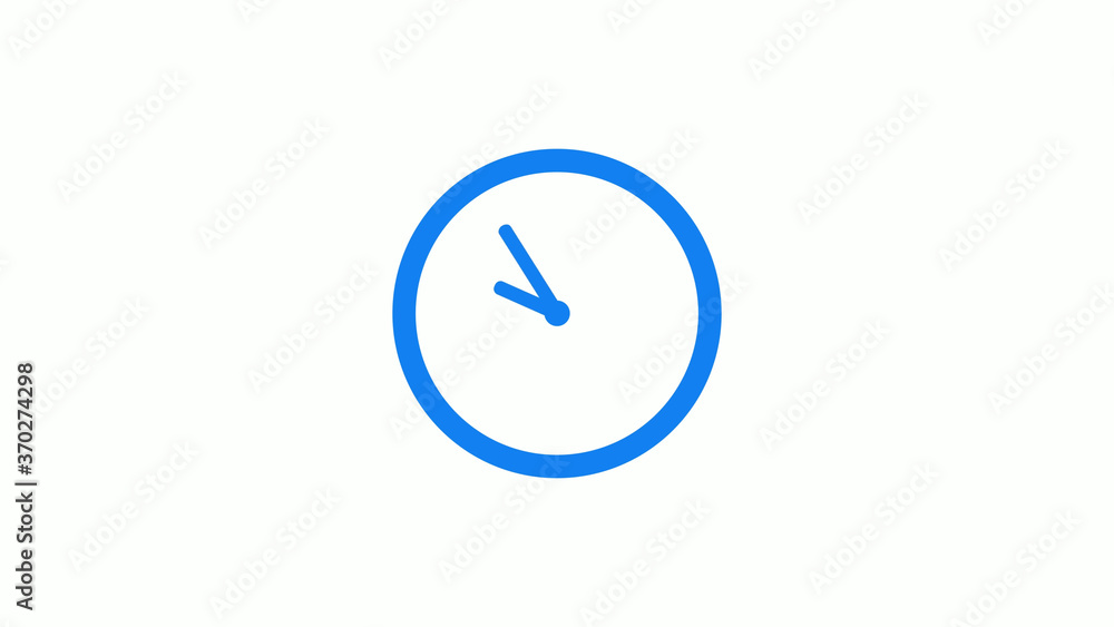 Aqua color clock icon,12 hours clock icon on white background
