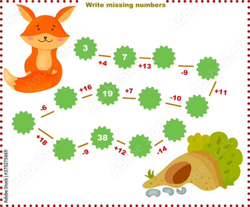 Math educational games for children. Fill in the line  write the missing numbers. mathematical activity for preschoolers and toddlers