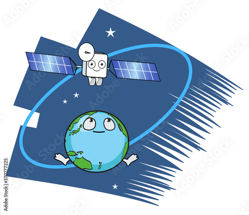 地球と人工衛星