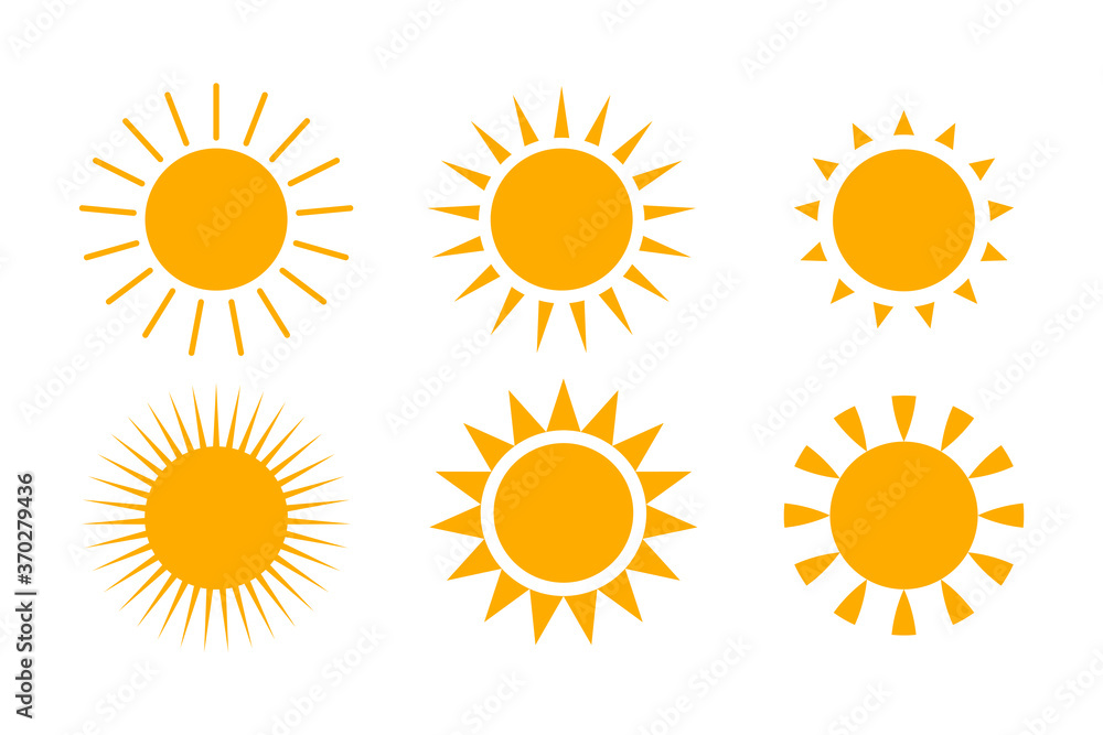 Set of sun icons isolated on white background Stock Vector | Adobe Stock