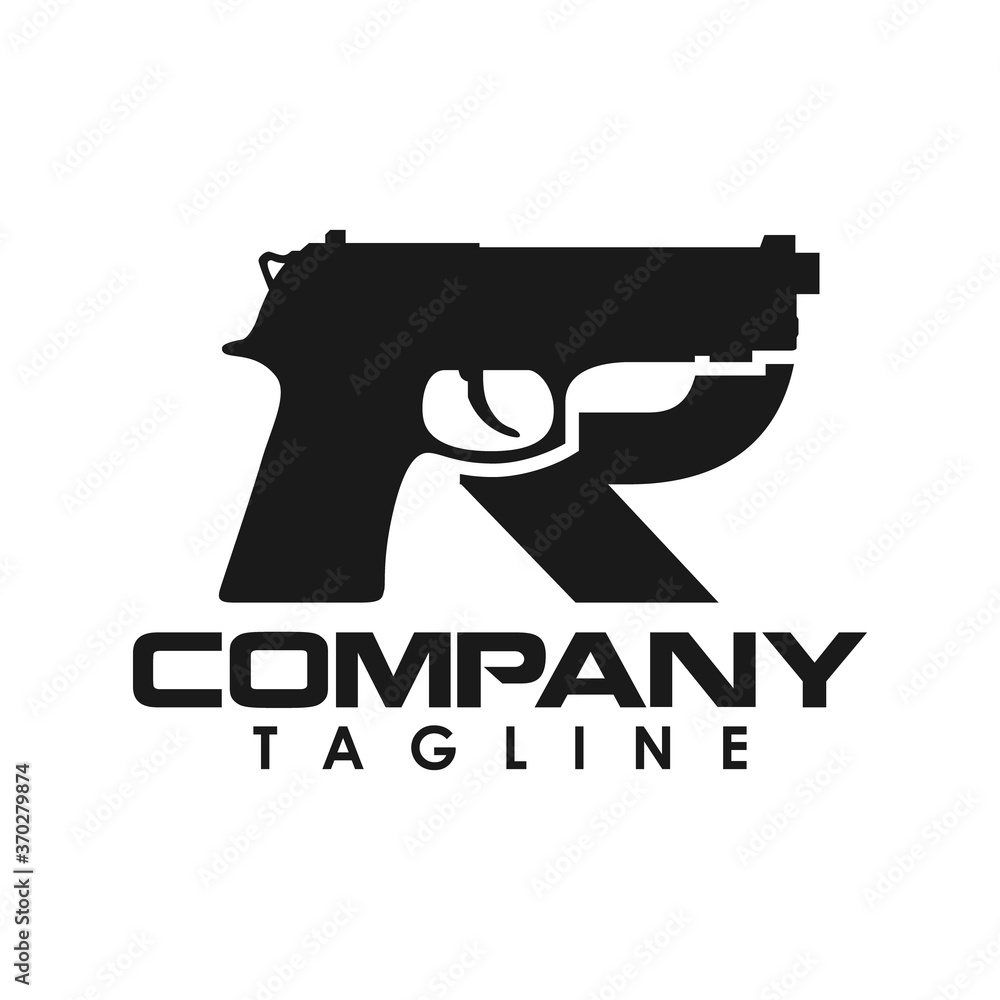 Initial R gun logo creative concept Initial R gun logo creative concept