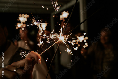 Bengali fire. Festive firework salute burst. Festive new year background