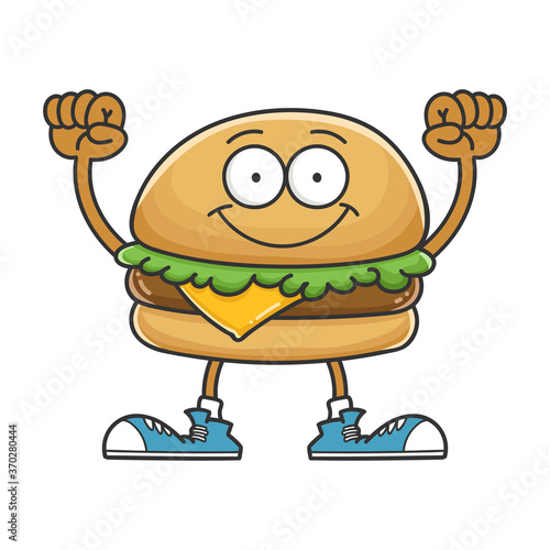 smiling happy cheese hamburger cartoon character