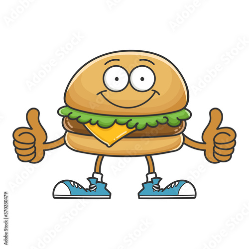 smiling happy cheese hamburger cartoon character
