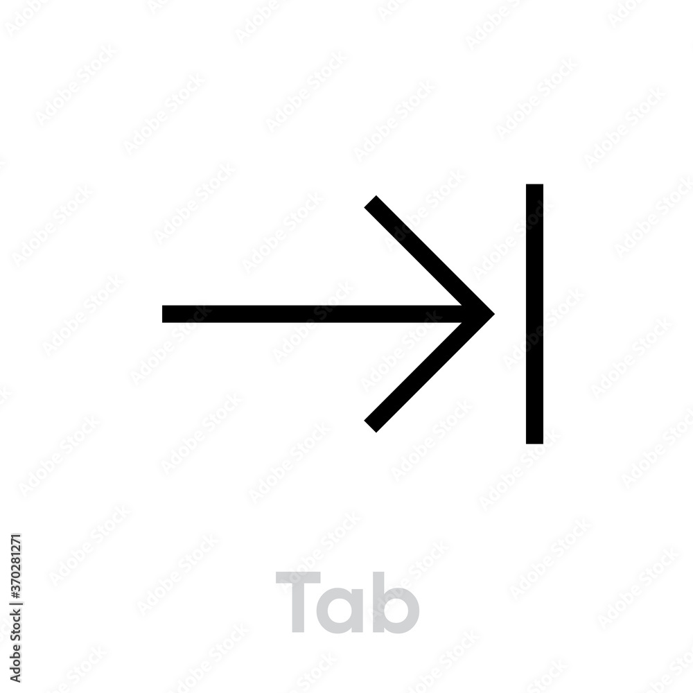 Tab arrow linear badge in flat style. Editable line vector. Single pictogram. Arrows keyboard sign. Tab arrow linear badge in flat style. Editable line vector. Single pictogram. Arrows keyboard sign.