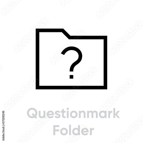Fototapeta Naklejka Na Ścianę i Meble -  Questionmark folder badge in linear style. Editable vector outline. Single pictogram. Unknown file.