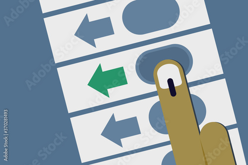 Hand casting vote in an Electronic voting machine