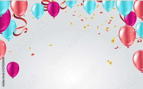 Blue Balloons with use to present section label Discounts SALE and celebration party banner