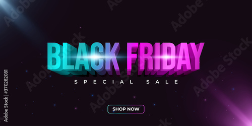 Black Friday Sale Banner with Colorful Text. Online Shopping Banner