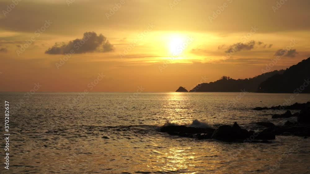 Amazing light sunset or sunrise over tropical sea Footage video nature landscape Beautiful light of nature in phuket thailand Amazing light sunset or sunrise over tropical sea Footage video nature landscape Beautiful light of nature in phuket thailand
