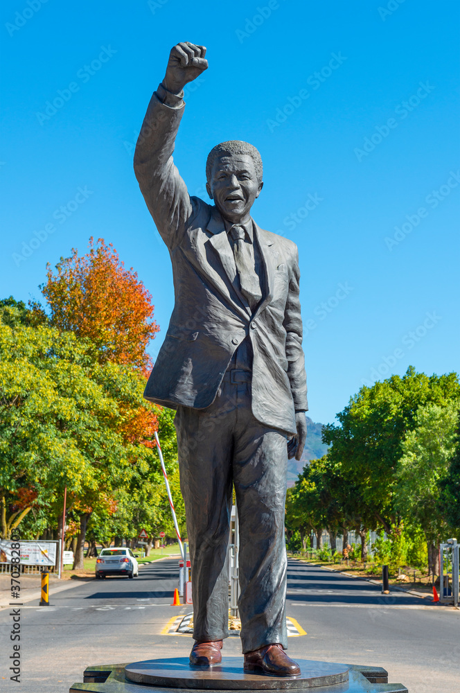 Nelson Mandela statue with raised fist, Drakenstein Correctional Center