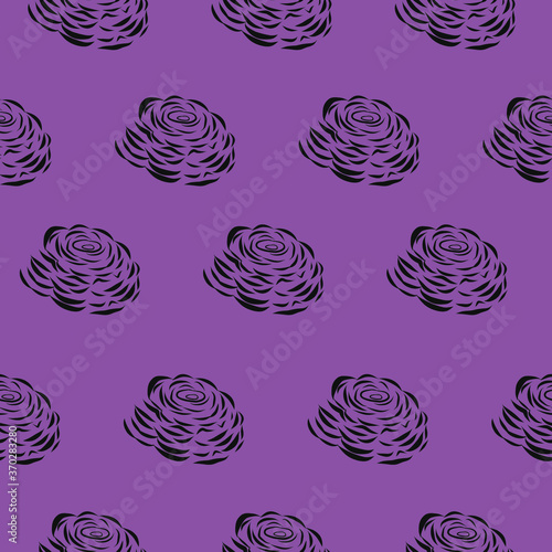 Black Roses With Purple Background Floral Pattern Seamless Vector Illustration Repeat patterns