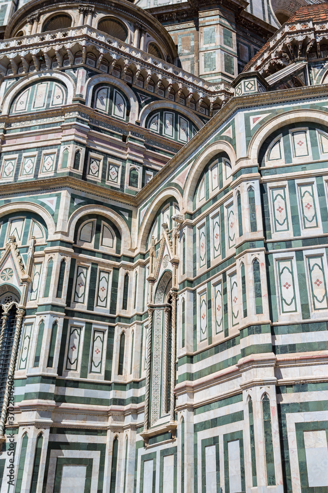 Details of the facade of Cattedrale di Santa Maria del Fiore in Florence