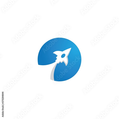 Rocket logo blue gradient vector illustration