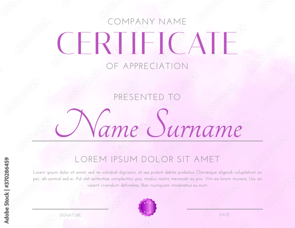 Clean Pink Certificate Design