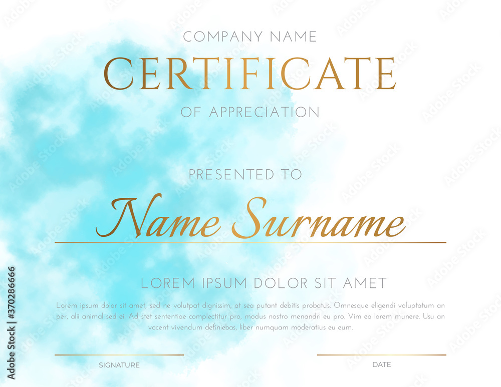 Turquoise Elegant Certificate Design in Light Pastel Color