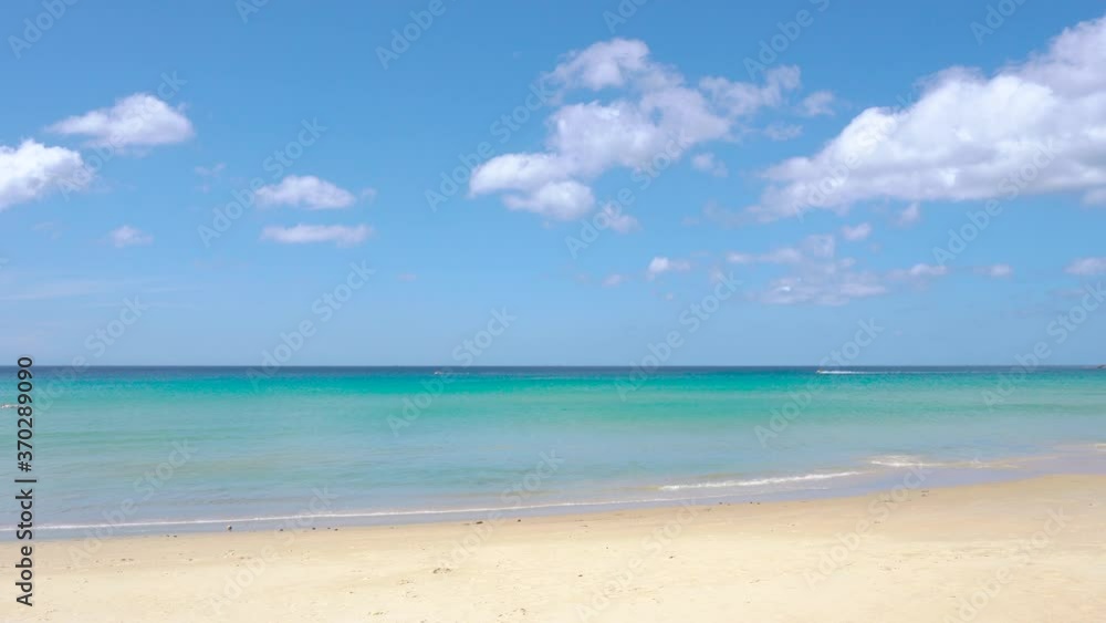 Landscape Beach Sea, Phuket, Thailand. Landscape view of beach sea sand and sky in summer day. Beach space area. At Karon Beach, Phuket, Thailand. On 20 August 2020. 4K UHD. Video Clip Landscape Beach Sea, Phuket, Thailand. Landscape view of beach sea sand and sky in summer day. Beach space area. At Karon Beach, Phuket, Thailand. On 20 August 2020. 4K UHD. Video Clip