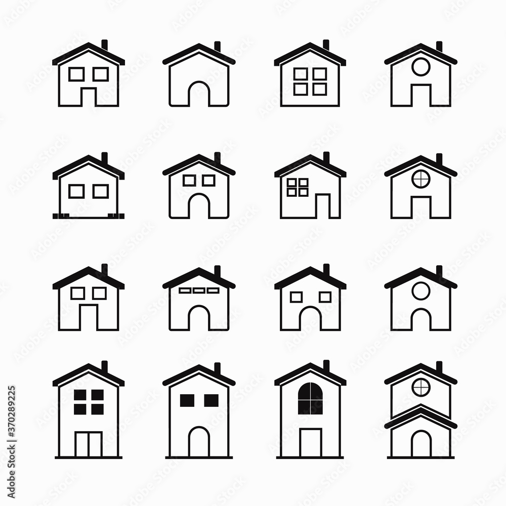 House Icon Set. House vector illustration symbol with outline black color.