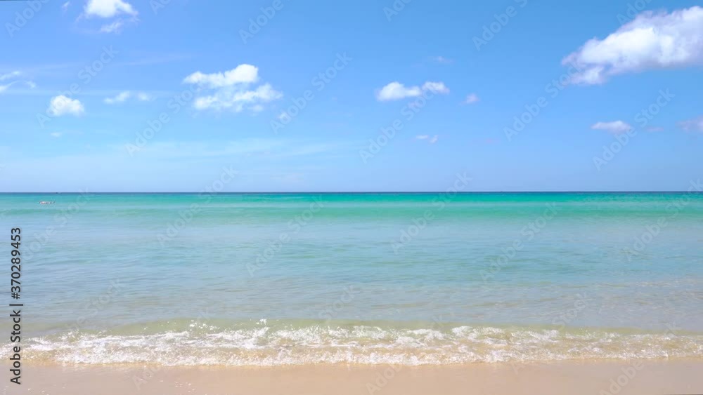 Landscape Beach Sea, Phuket, Thailand. Landscape view of beach sea sand and sky in summer day. Beach space area. At Karon Beach, Phuket, Thailand. On 20 August 2020. 4K UHD. Video Clip Landscape Beach Sea, Phuket, Thailand. Landscape view of beach sea sand and sky in summer day. Beach space area. At Karon Beach, Phuket, Thailand. On 20 August 2020. 4K UHD. Video Clip