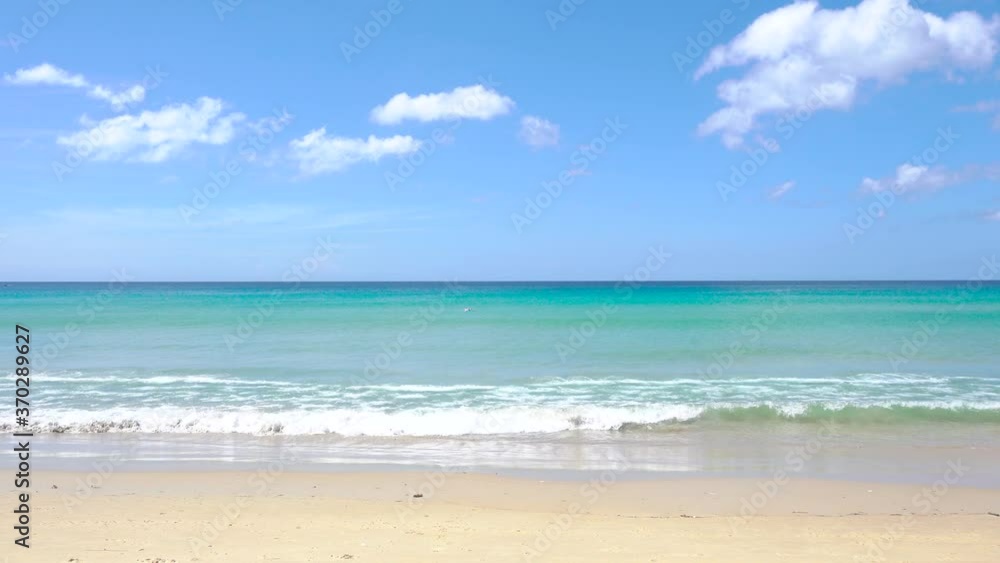 Landscape Beach Sea, Phuket, Thailand. Landscape view of beach sea sand and sky in summer day. Beach space area. At Karon Beach, Phuket, Thailand. On 20 August 2020. 4K UHD. Video Clip Landscape Beach Sea, Phuket, Thailand. Landscape view of beach sea sand and sky in summer day. Beach space area. At Karon Beach, Phuket, Thailand. On 20 August 2020. 4K UHD. Video Clip