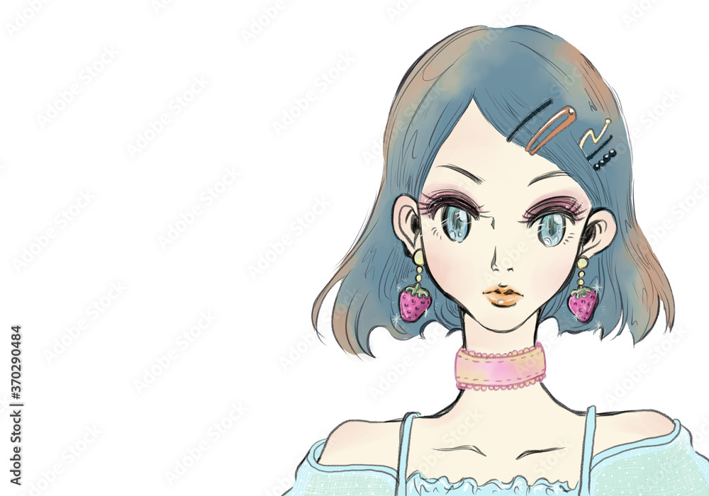 レトロポップな女の子背景なし レトロポップな女の子背景なし