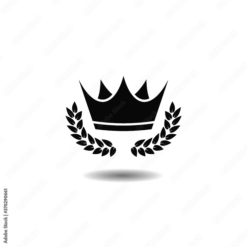 Laurel wreath with crown icon with shadow Laurel wreath with crown icon with shadow
