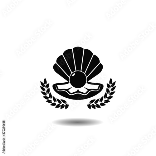 Natural open shell with pearl icon with shadow
