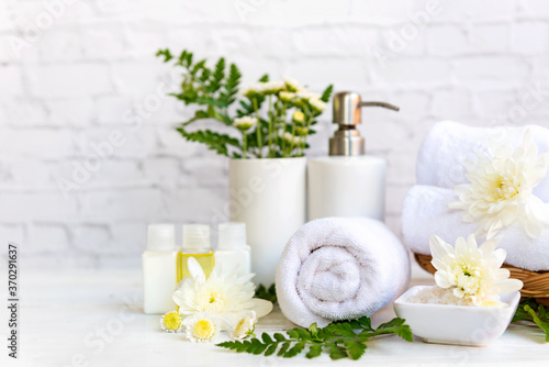 Spa beauty massage health wellness. Spa Thai therapy treatment aromatherapy for body woman with white flower nature candle for relax and summer time