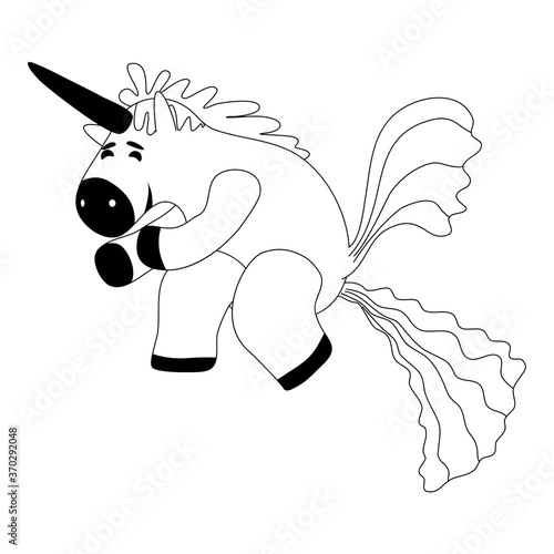 Unicorn smiling pooping a rainbow, fantasy cute character beast multicolored shit turd, lineart