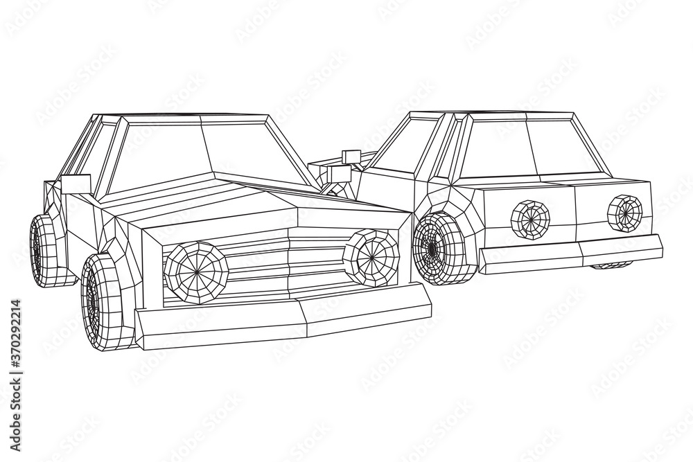 Fototapeta premium Car sedan vehicle personal transport. Automobile transportation concept. Wireframe low poly mesh vector illustration.
