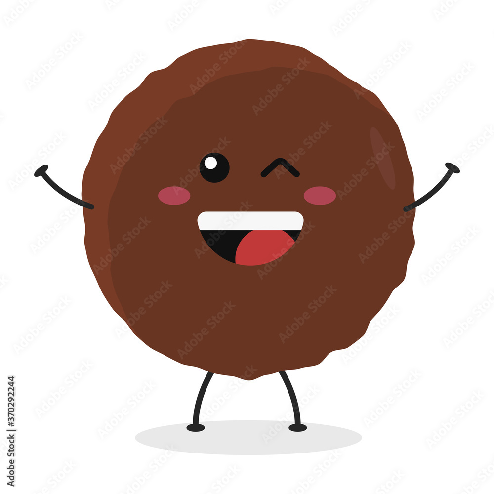 Cute flat cartoon meatball illustration. Vector illustration of cute meatball with a smiling expression. Cute flat cartoon meatball illustration. Vector illustration of cute meatball with a smiling expression.