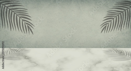 abstract background for product presentation with marble table and silver jewelry walls color