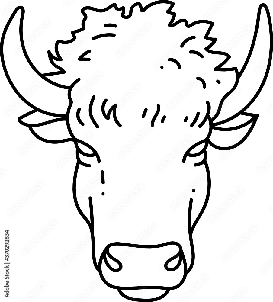 Cow Head Line Art