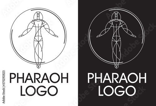 Pharaoh logo. Stylized modern logo. The figure of the Egyptian ruler is assembled from geometric lines. Symbol for emblem