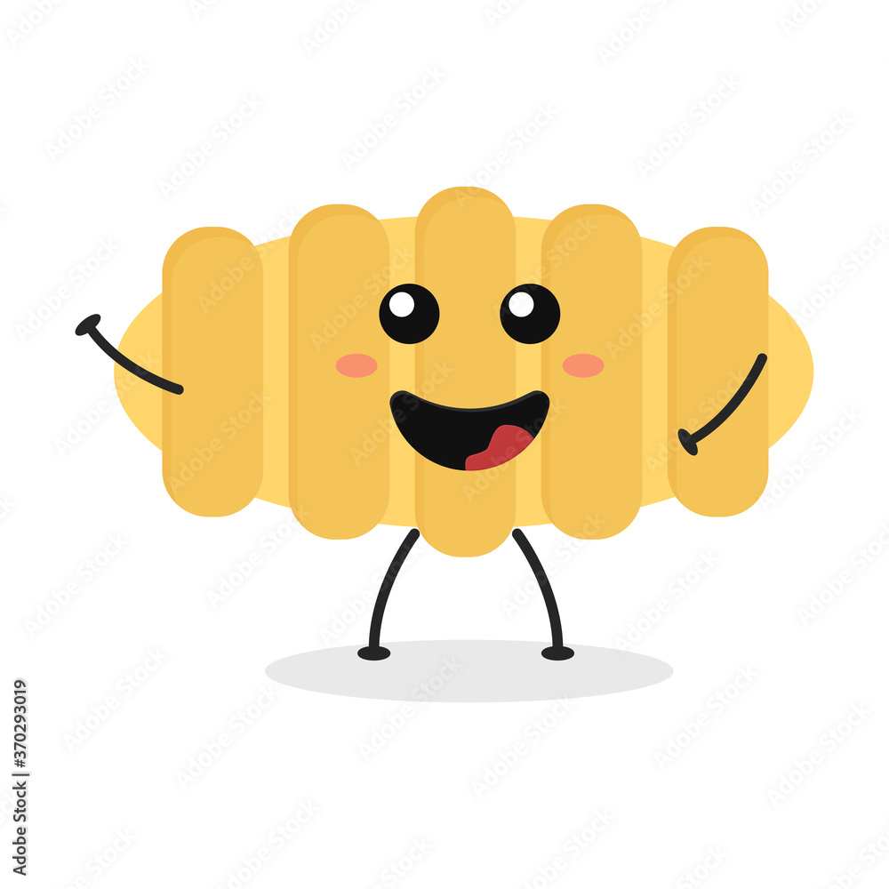 Cute flat cartoon Italian pasta illustration. Vector illustration of cute pasta with a smiling expression. Cute flat cartoon Italian pasta illustration. Vector illustration of cute pasta with a smiling expression.