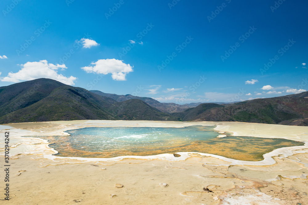 Mineral spring and mountain ranges in Oaxaca, Mexico