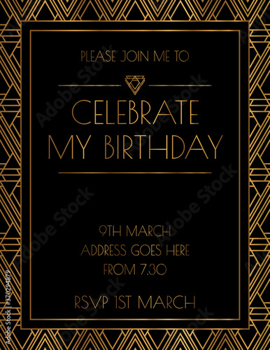 Art Deco Elegant Gold Invitation Design